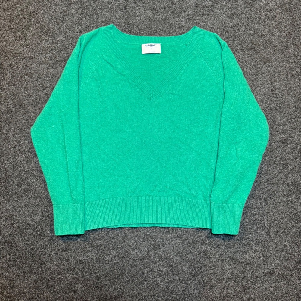 Old Navy SoSoft Green V-Neck Raglan Sleeve Knit Sweater Small
